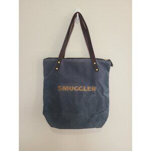 General Knot & Co Smuggler Waxed Canvas Portfolio Tote Bag Leather Straps Blue